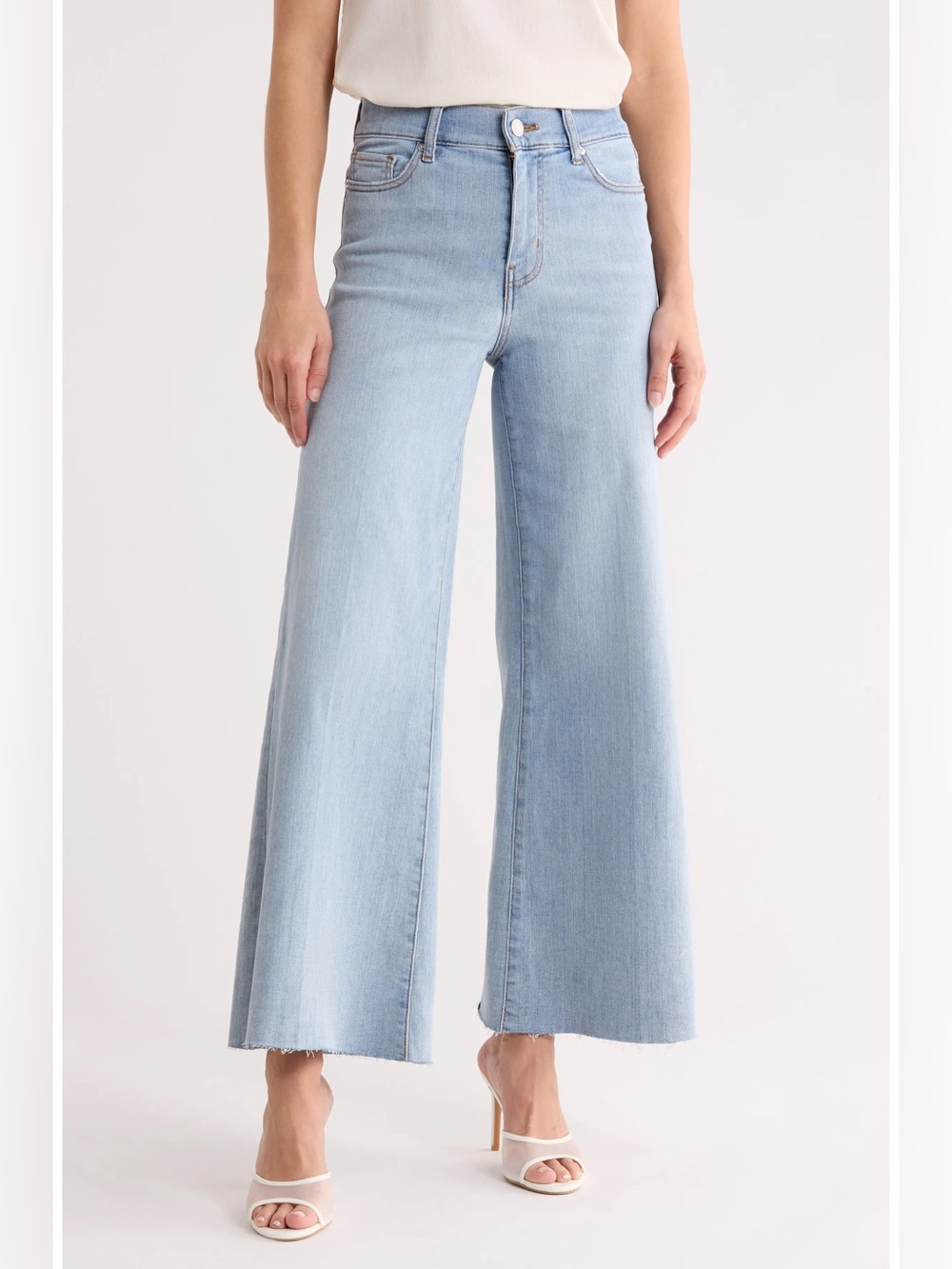 Frame Palazzo Crop Cutoff Jeans in Temper Raw After color